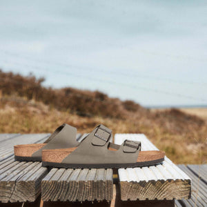בירקנשטוק כפכפי גברים אריזונה סטון Birkenstock Arizona Birko-Flor Nubuck Stone