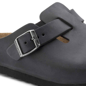 Birkenstock Boston Oiled Leather Black כפכפי בירקנשטוק יוניסקס בוסטון שחור עור