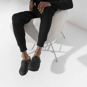 Birkenstock Boston Oiled Leather Black כפכפי בירקנשטוק יוניסקס בוסטון שחור עור