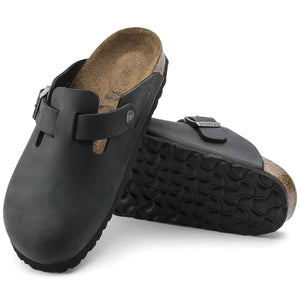 Birkenstock Boston Oiled Leather Black כפכפי בירקנשטוק יוניסקס בוסטון שחור עור