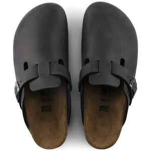 Birkenstock Boston Oiled Leather Black כפכפי בירקנשטוק יוניסקס בוסטון שחור עור