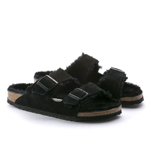 Birkenstock Arizona Fur Black בירקנשטוק כפכפי אריזונה נשים
