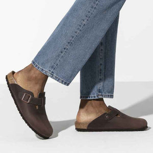 בירקנשטוק כפכפי יוניסקס בוסטון Birkenstock Boston חום עור