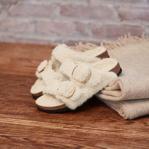 Birkenstock Arizona Big Buckle Teddy Eggshell כפכפי נשים בירקנשטוק