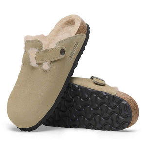 Birkenstock Boston Shearling Taupe כפכפי בירקנשטוק בוסטון פרווה טיופ לנשים