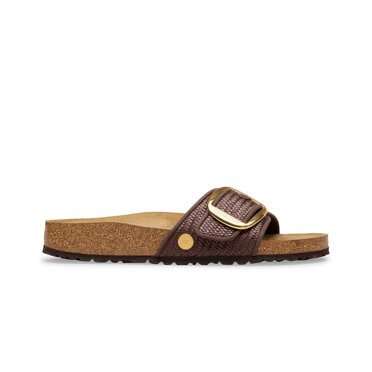 Birkenstock Madrid Big Buckle Raffia Carafe כפכפי בירקנשטוק מדריד אבזם חום לנשים