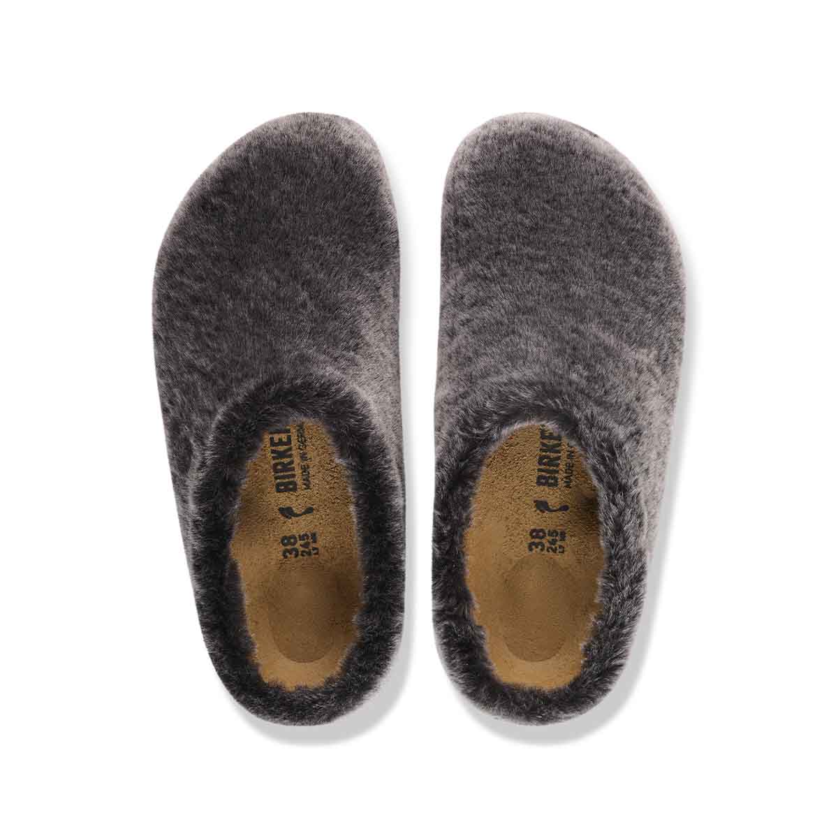Birkenstock Amsterdam Wrapped Shearling Anthracite כפכפי בירקנשטוק אמסטרדם לנשים