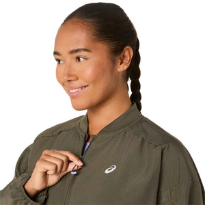Asics Nagino Run Adjustable Jacket Women Dark Olive ג'קט ריצה אסיקס לנשים
