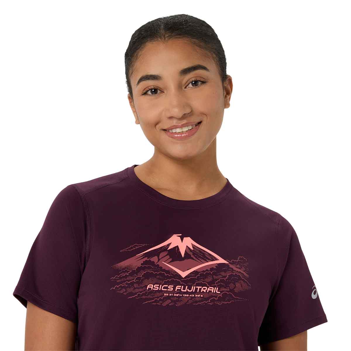 Asics Fujitrail Logo SS Top Women Dark Aubergine חולצת ריצה לנשים