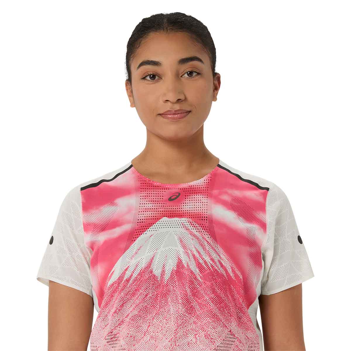Asics Fujitrail Elite Graphic SS Top Women Cream חולצת ריצה לנשים