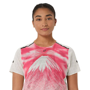 Asics Fujitrail Elite Graphic SS Top Women Cream חולצת ריצה לנשים