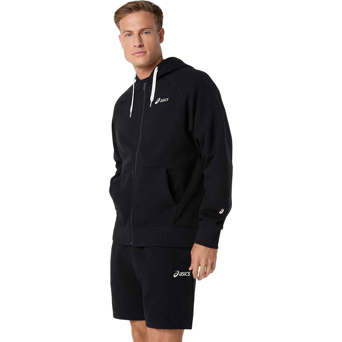 Asics Logo Fleece Full Zip Hoodie Men Performance Black ג'קט אסיקס לגברים