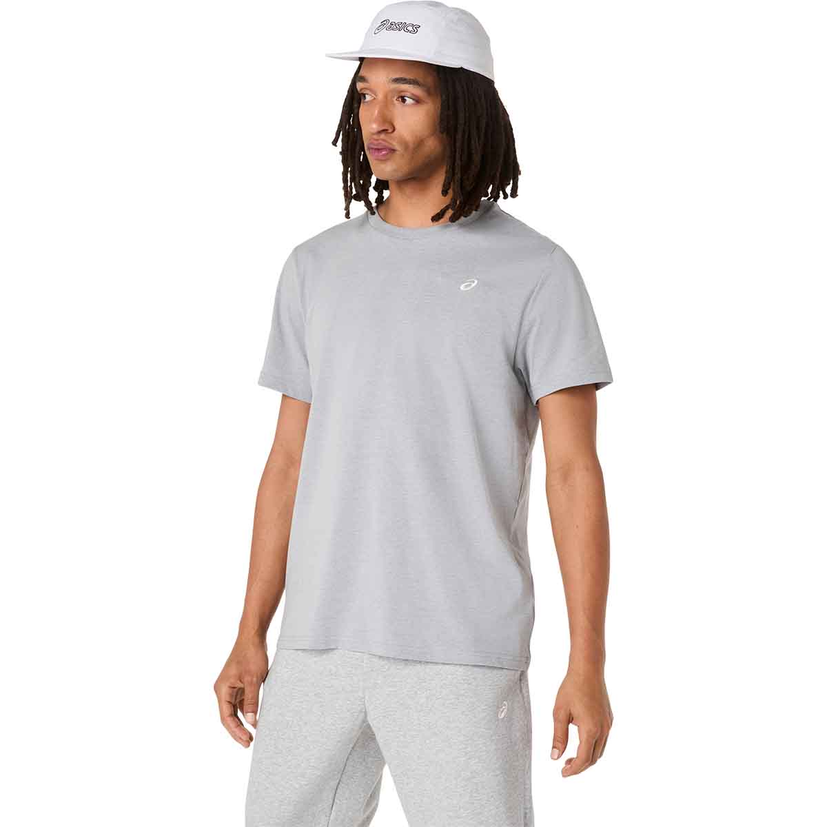 Asics Spiral Embroidery Tee Men Grey Heather חולצת אסיקס לגברים