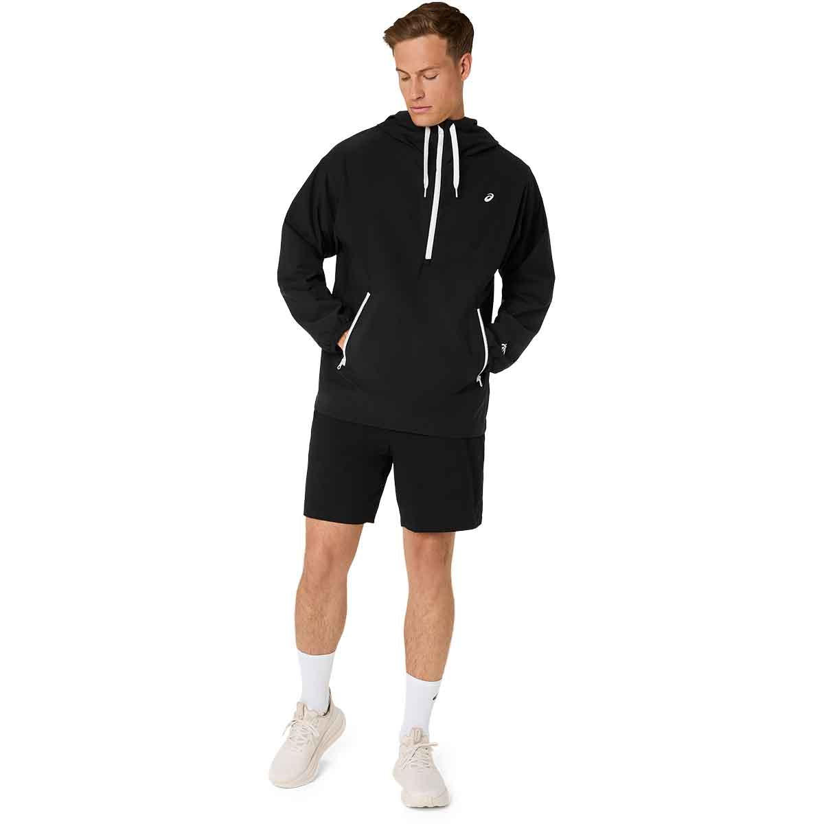 Asics Heritage Double Weave Relaxed Anorak Unisex Performance Black Cream ג'קט אסיקס יוניסקס
