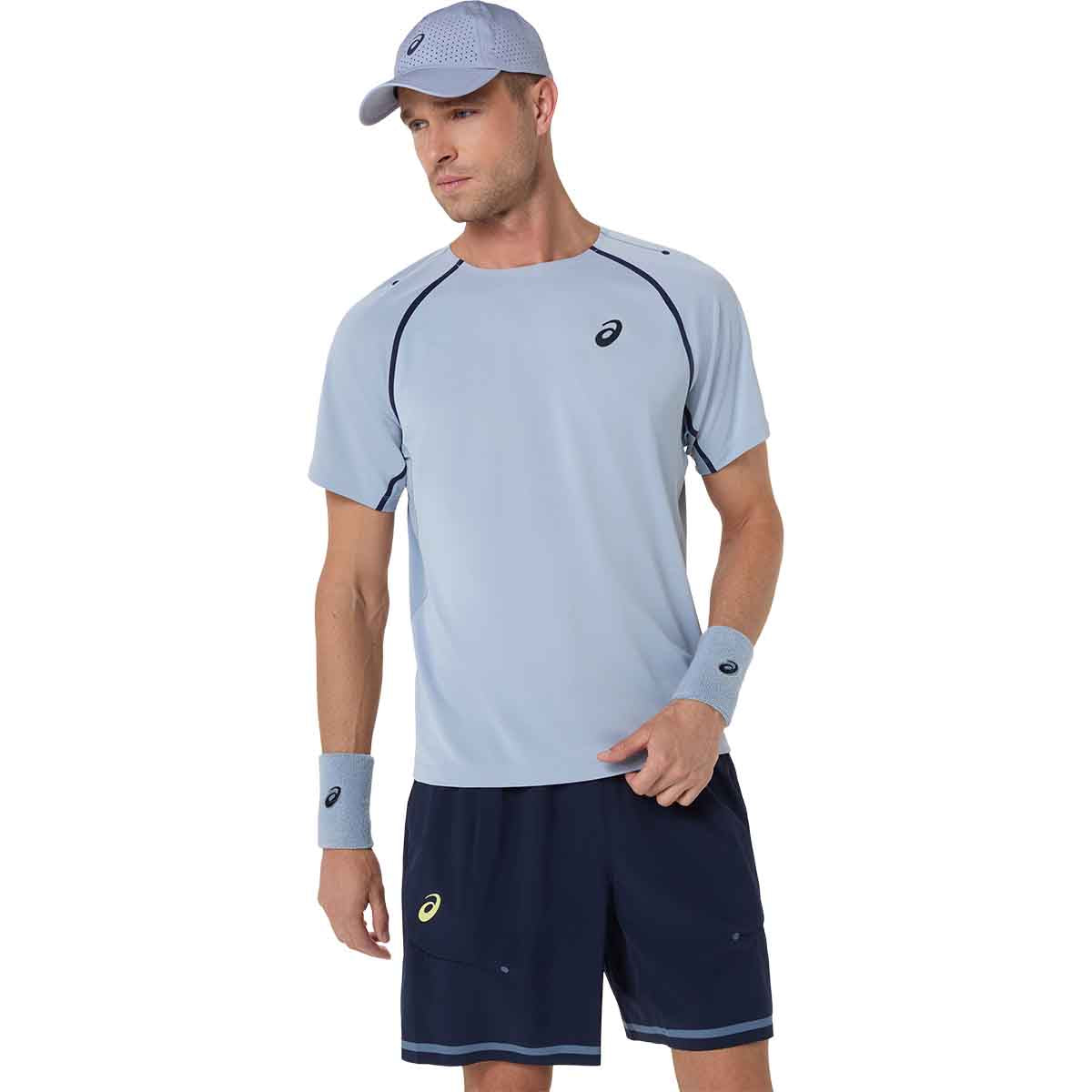 Asics Match SS Top Men Grey Blue חולצת טניס לגברים