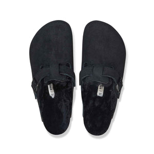 Birkenstock Boston Fur Black כפכפי בירקנשטוק בוסטון פרווה לנשים