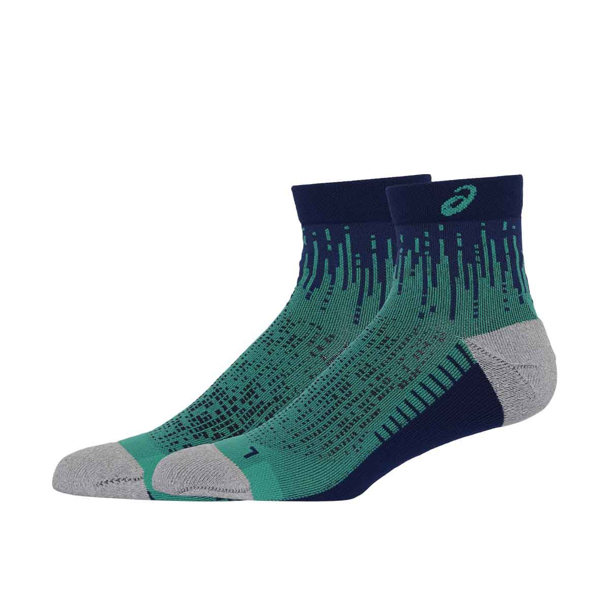 Asics Performance Run Quarter Sock Unisex Green Blue גרבי ריצה קצרות