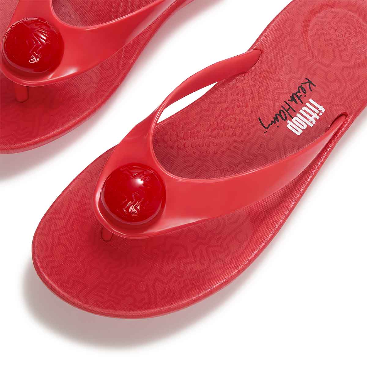 Fit Flop X Keith Haring Iqushion Button Flip-Flops Signal Red כפכפי פיטפלופ לנשים