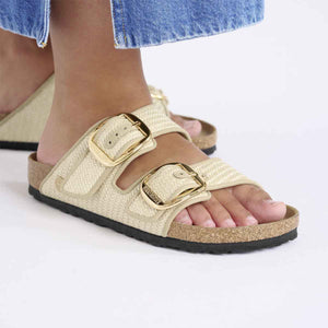 Birkenstock Arizona Big Buckle Raffia Naturale כפכפי בירקנשטוק אריזונה אבזם לנשים