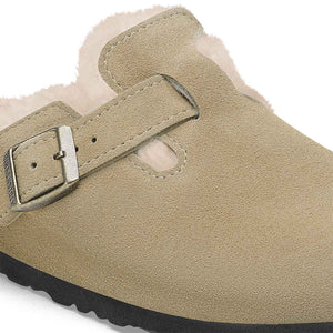 Birkenstock Boston Shearling Taupe כפכפי בירקנשטוק בוסטון פרווה טיופ לנשים