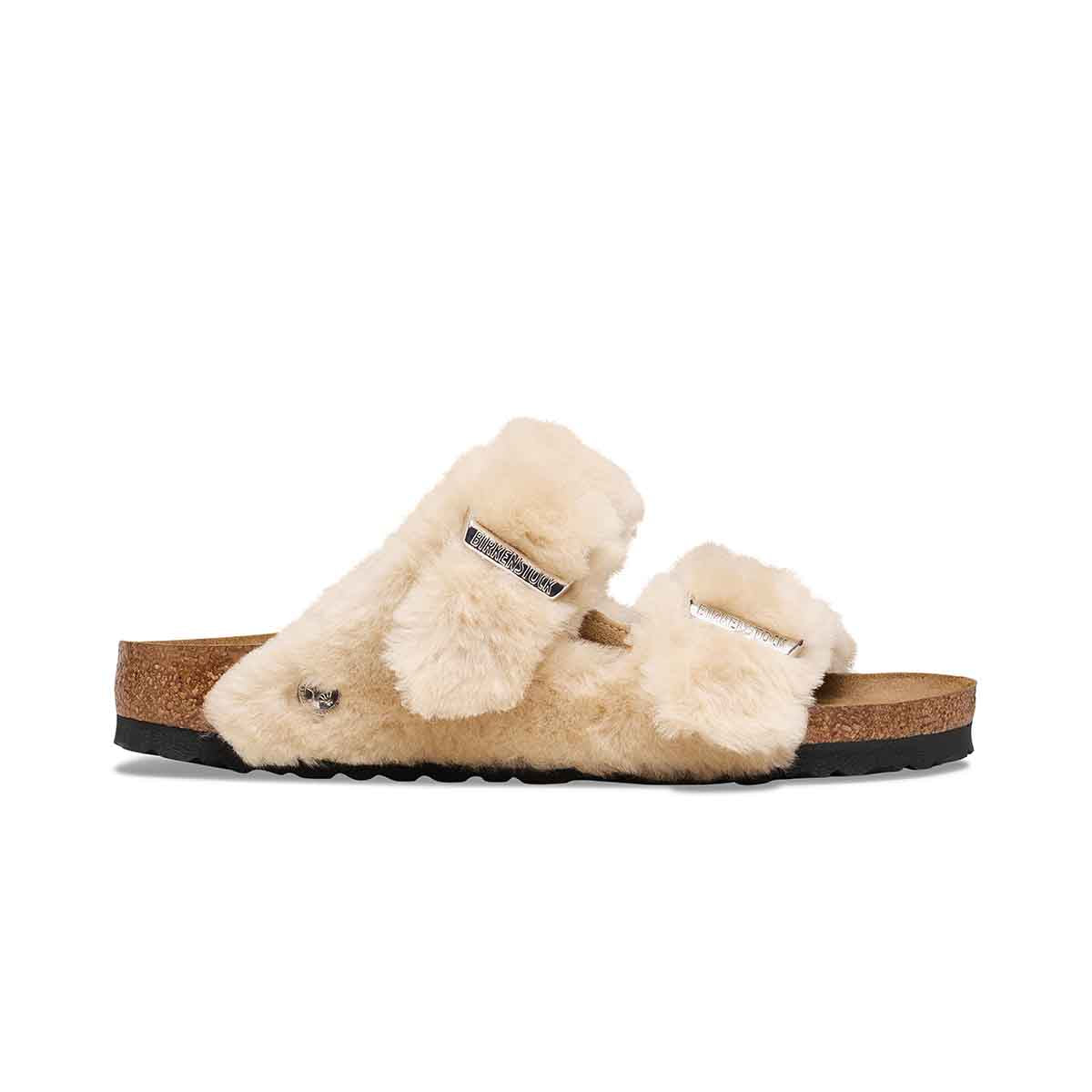 Birkenstock Arizona Shearling Rivet Logo Sandcastle כפכפי בירקנשטוק אריזונה שרלינג ריבט