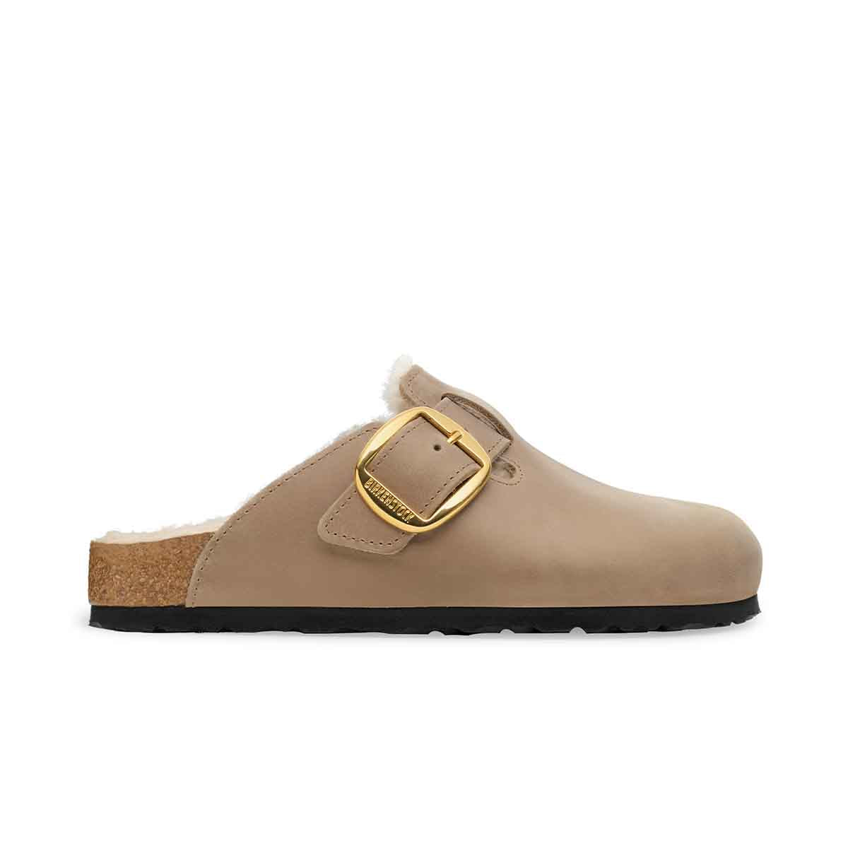 Birkenstock Boston Big Buckle Shearling Tabacco Brown כפכפי בירקנשטוק בוסטון פרווה לנשים
