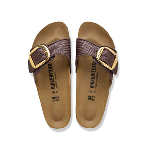 Birkenstock Madrid Big Buckle Raffia Carafe כפכפי בירקנשטוק מדריד אבזם חום לנשים