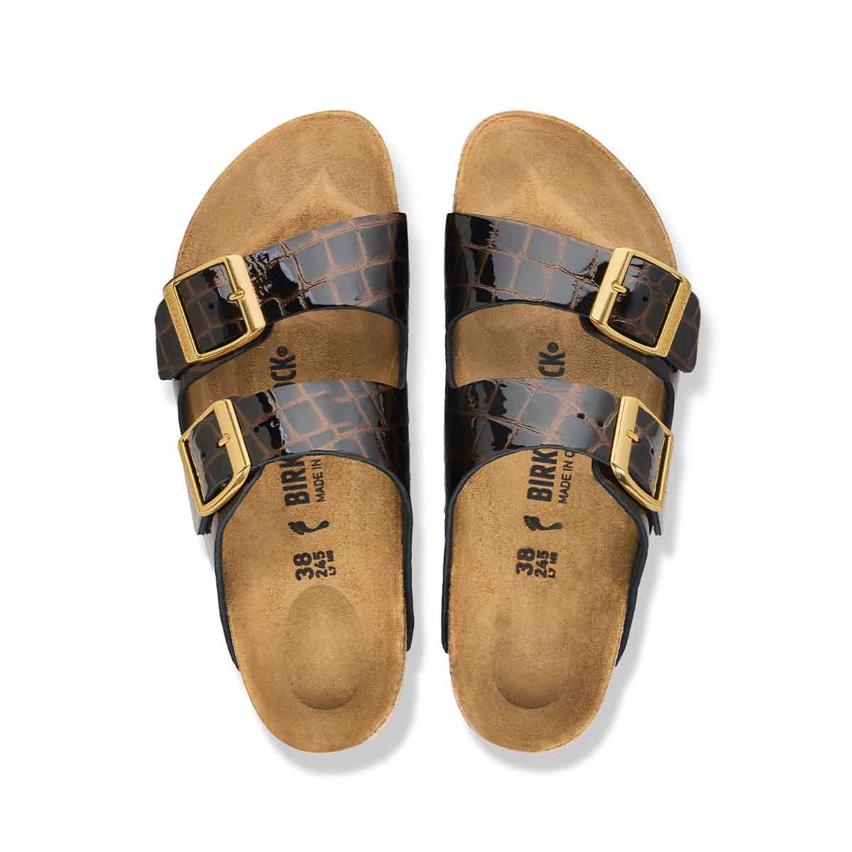 Birkenstock Arizona Emboss Leather Black כפכפי בירקנשטוק אריזונה אמבוס לנשים