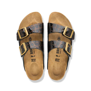 Birkenstock Arizona Emboss Leather Black כפכפי בירקנשטוק אריזונה אמבוס לנשים