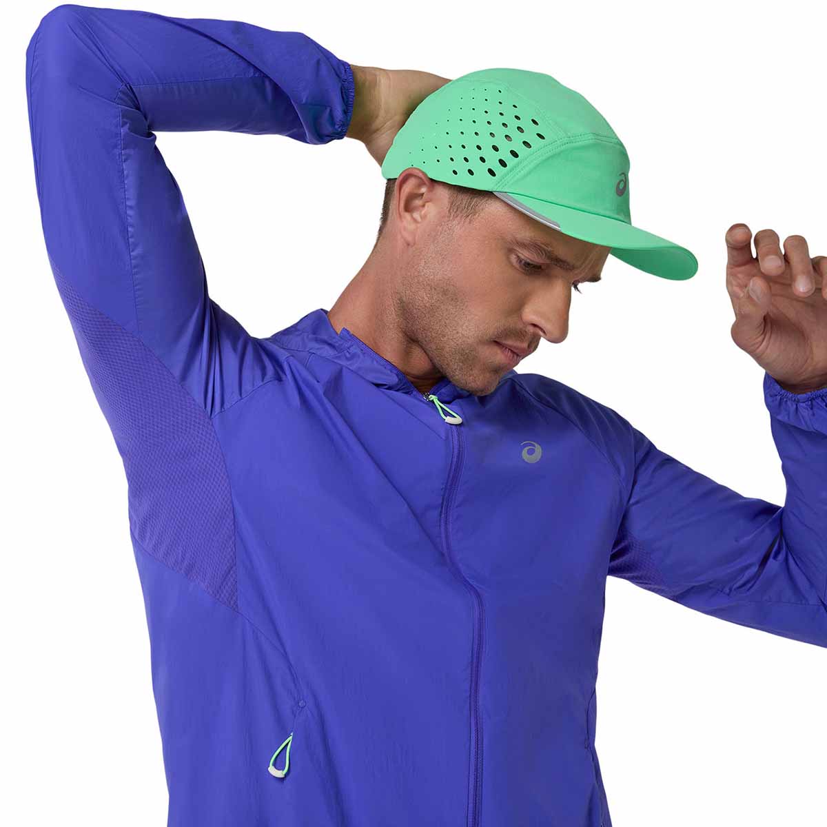 Asics Road Packable Jacket Men Cobalt Burst Illuminate Green ג'קט גברים לריצה