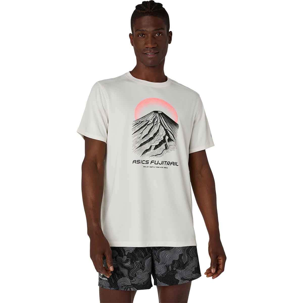Asics Fujitrail Logo SS Top Men Cream חולצת ריצה לגברים