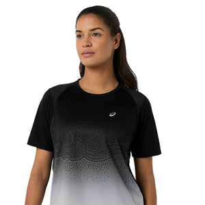 Asics Road Fade SS Top Women Black Cream חולצת ריצה לנשים