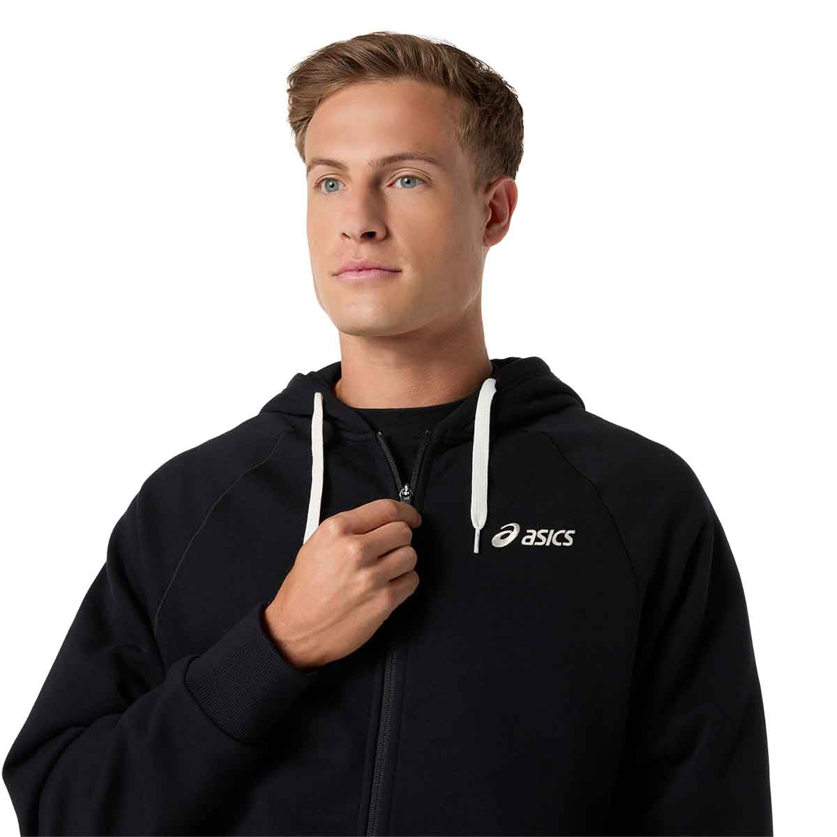 Asics Logo Fleece Full Zip Hoodie Men Performance Black ג'קט אסיקס לגברים
