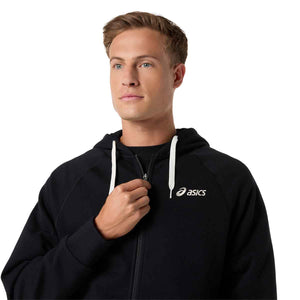 Asics Logo Fleece Full Zip Hoodie Men Performance Black ג'קט אסיקס לגברים