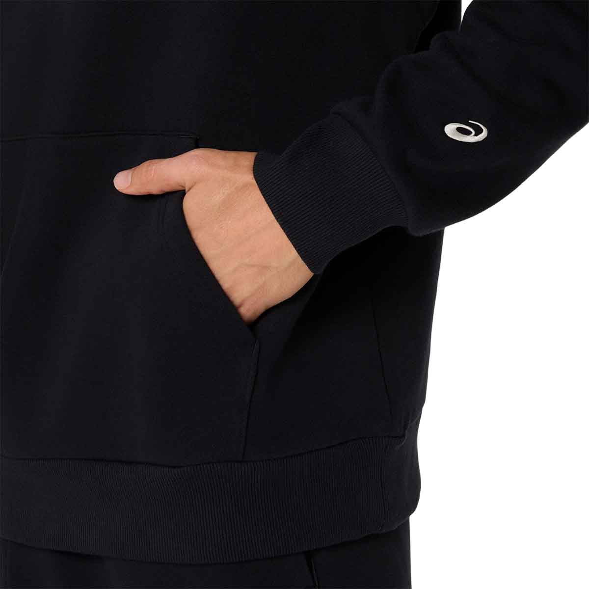 Asics Logo Fleece Hoodie Men Performance Black ג'קט אסיקס לגברים