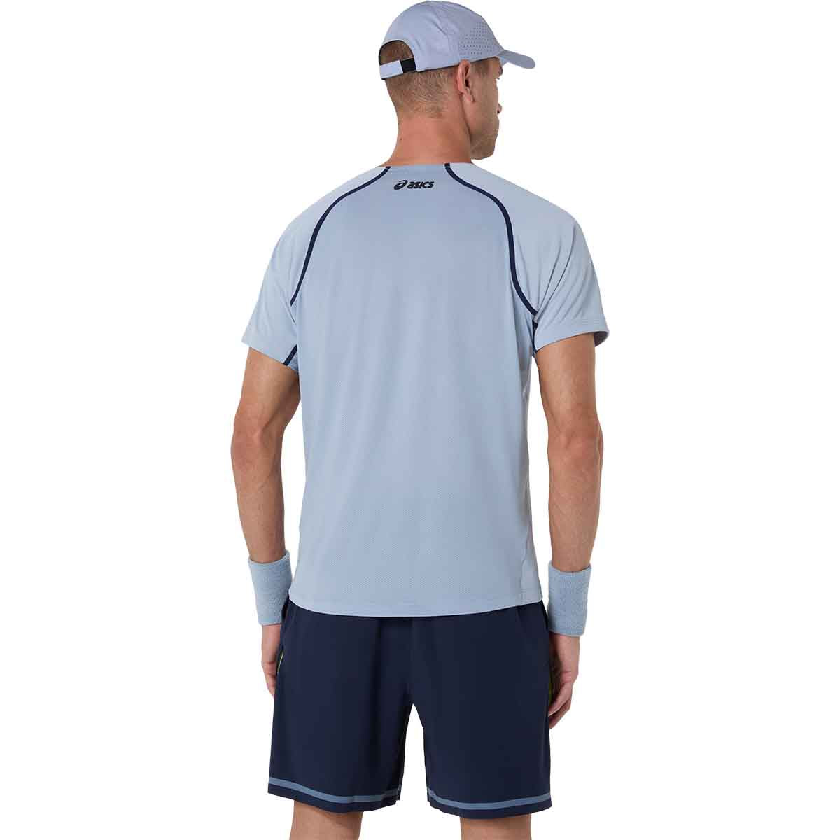 Asics Match SS Top Men Grey Blue חולצת טניס לגברים