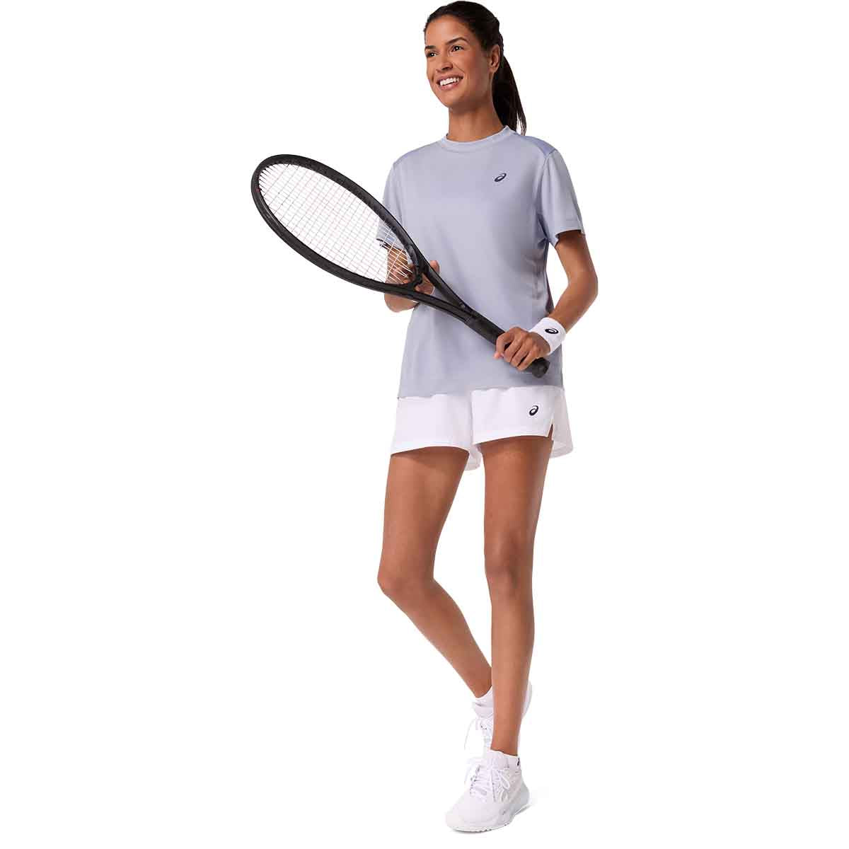 Asics Court SS Top Women Grey Blue חולצת טניס לנשים