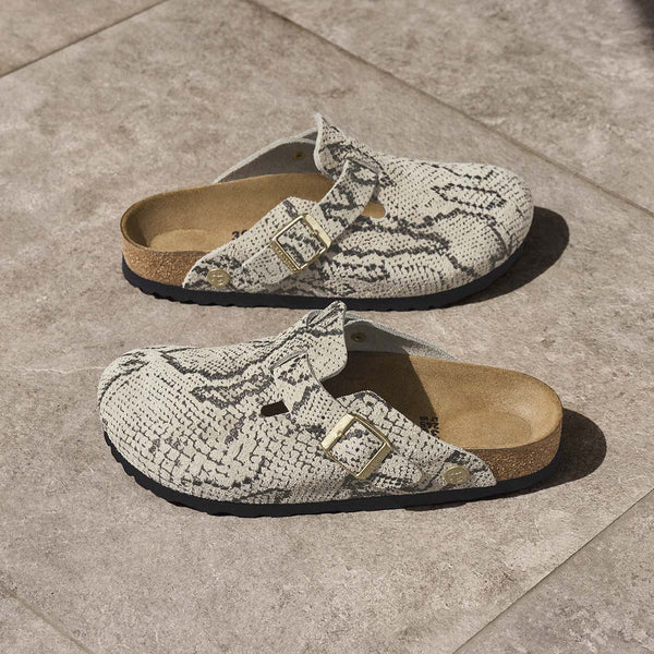 Birkenstock Boston Print Snake Oyster כפכפי בירקנשטוק בוסטון לנשים