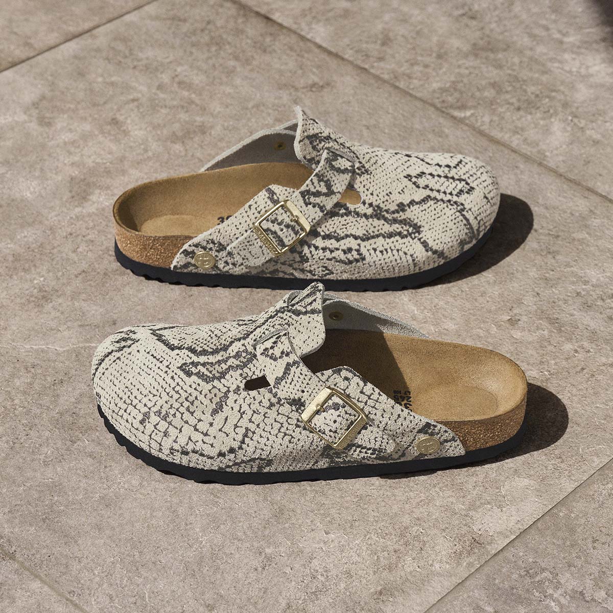 Birkenstock Boston Print Snake Oyster כפכפי בירקנשטוק בוסטון לנשים