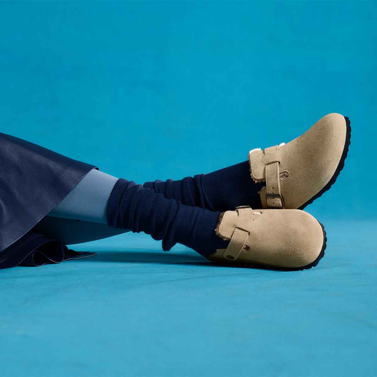 Birkenstock Boston Shearling Taupe כפכפי בירקנשטוק בוסטון פרווה טיופ לנשים