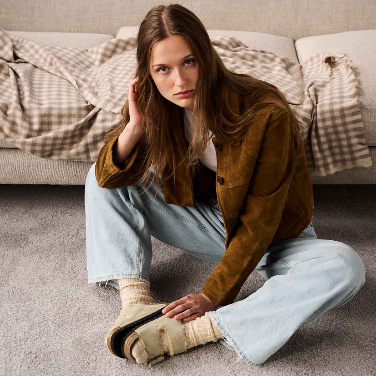 Birkenstock Arizona Shearling Taupe כפכפי בירקנשטוק אריזונה פרווה טיופ לנשים