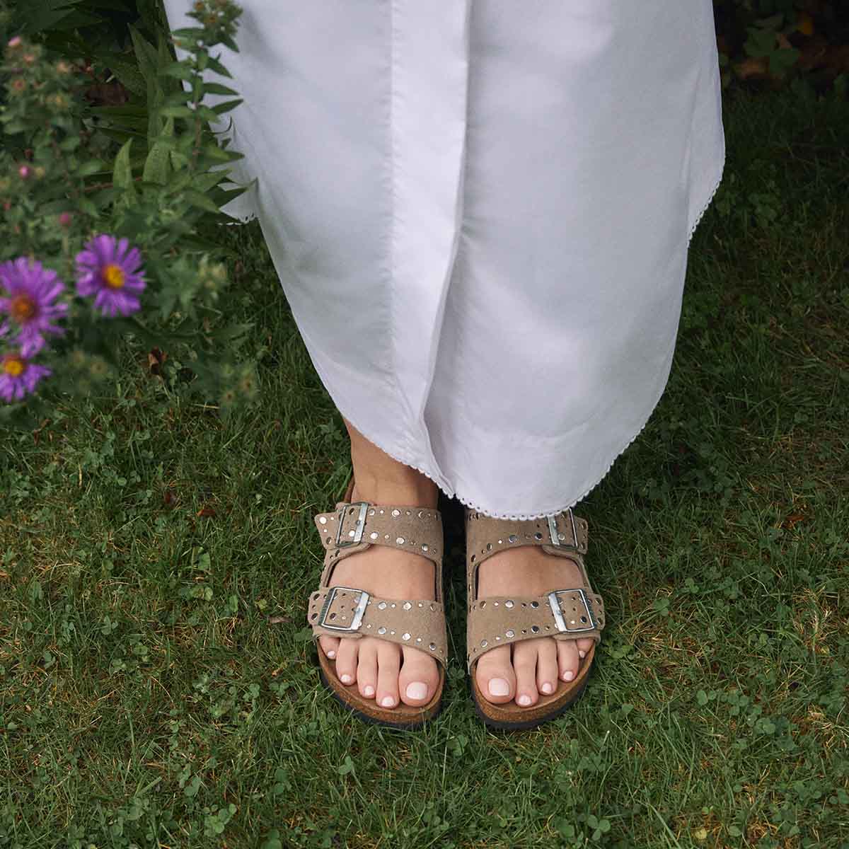 Birkenstock Arizona Rivet Border Taupe כפכפי בירקנשטוק אריזונה טיופ