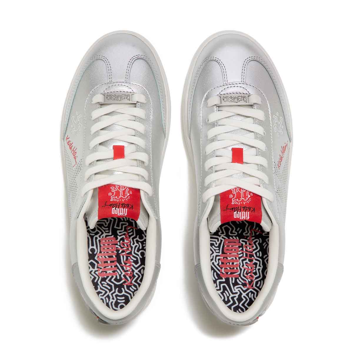 Fit Flop X Keith Haring The Dash FF Trainers Metallic Silver סניקרס פיטפלופ לנשים