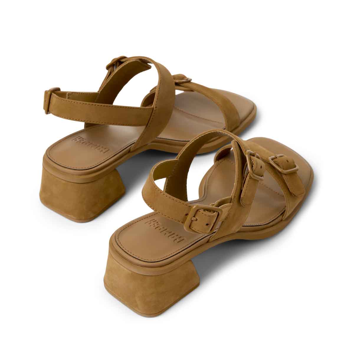 Camper Kora Sandal Brown Nubuck Leather Sandals for Women נעלי עקב קמפר לנשים