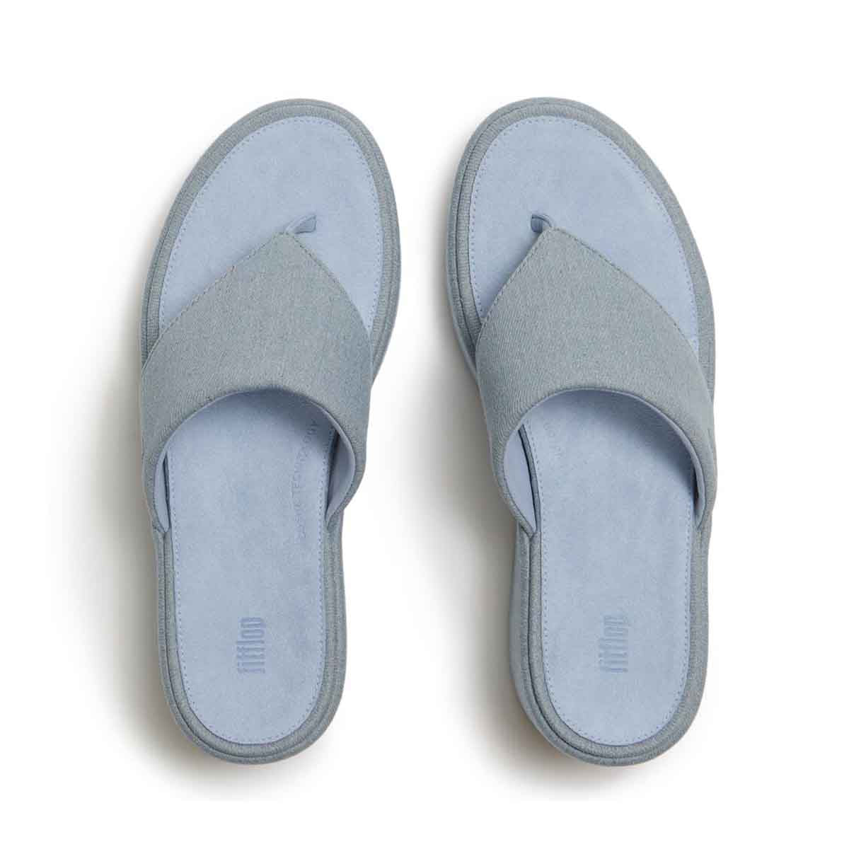 Fit Flop Platfformss Wedge Toe Post Light Denim סנדלי פיטפלופ לנשים