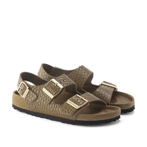 Birkenstock Milano Rivet Logo Emboss mud green סנדלי בירקנשטוק מילאנו לנשים