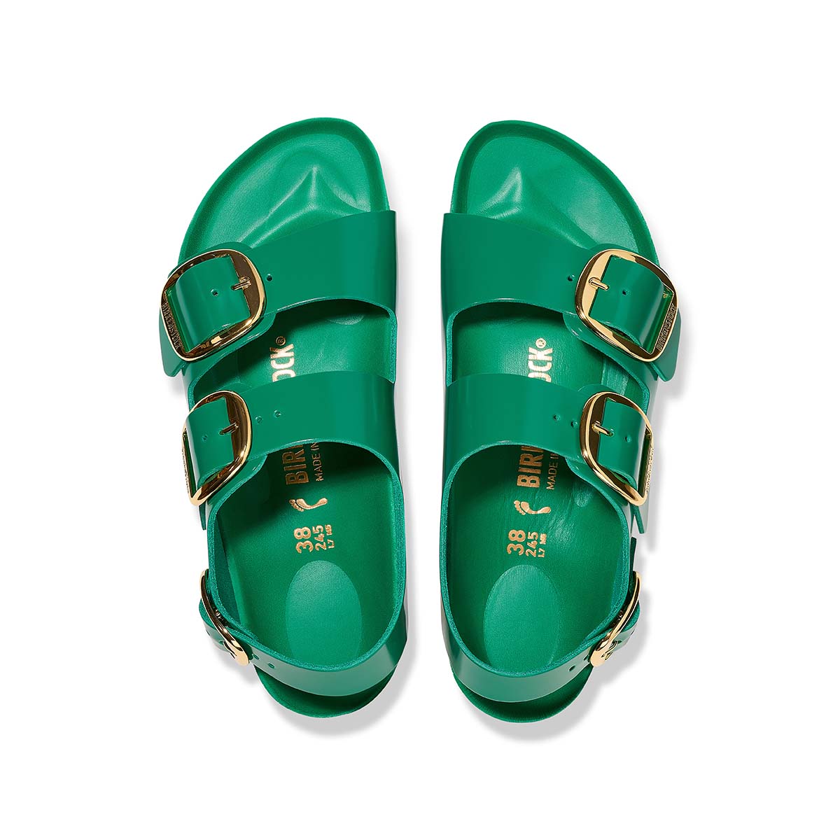 Birkenstock Milano Big Buckle High Shine Green סנדלי בירקנשטוק מילאנו לנשים