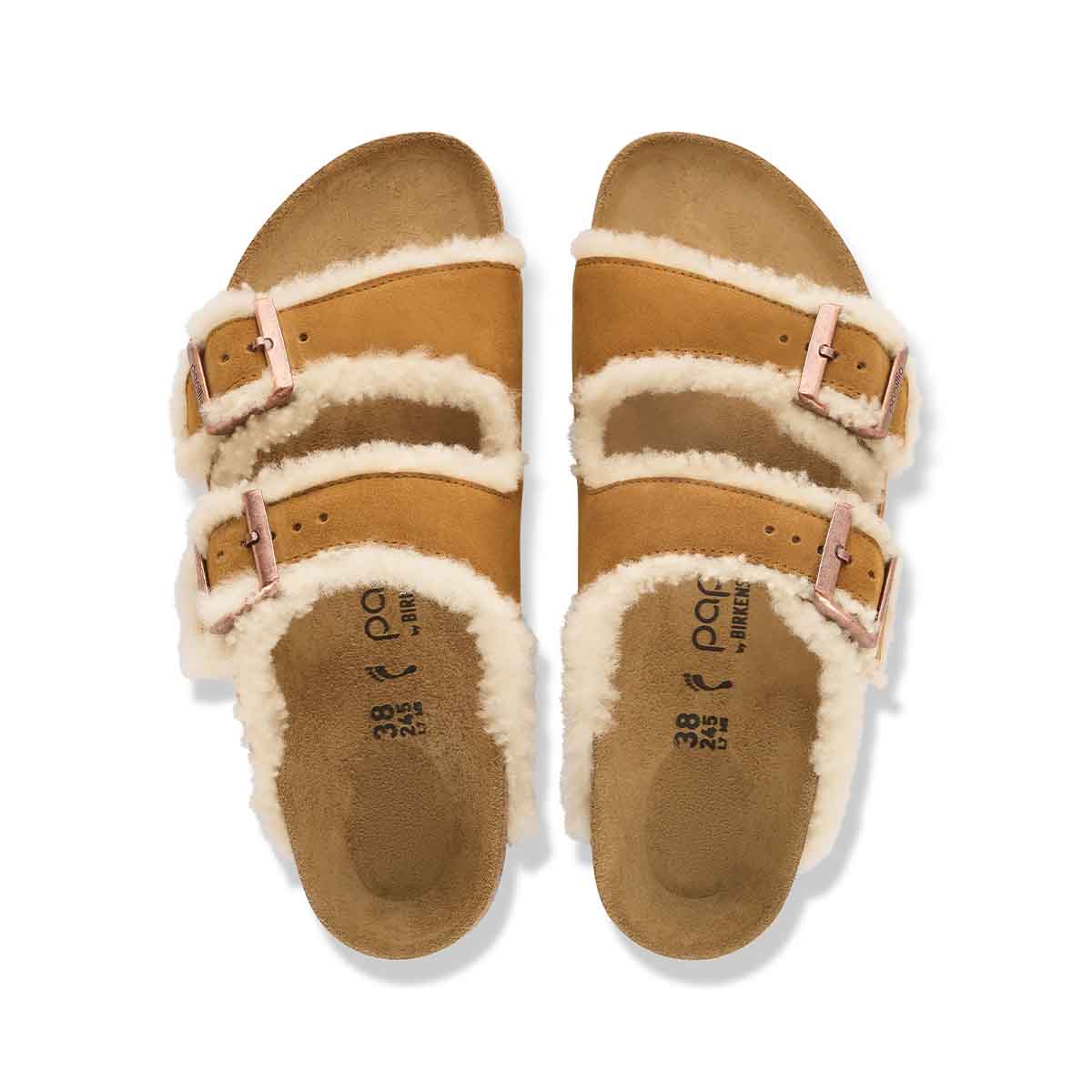 Birkenstock Arizona Teddy Edge Flex Plat. Mink כפכפי בירקנשטוק אריזונה פרווה חום