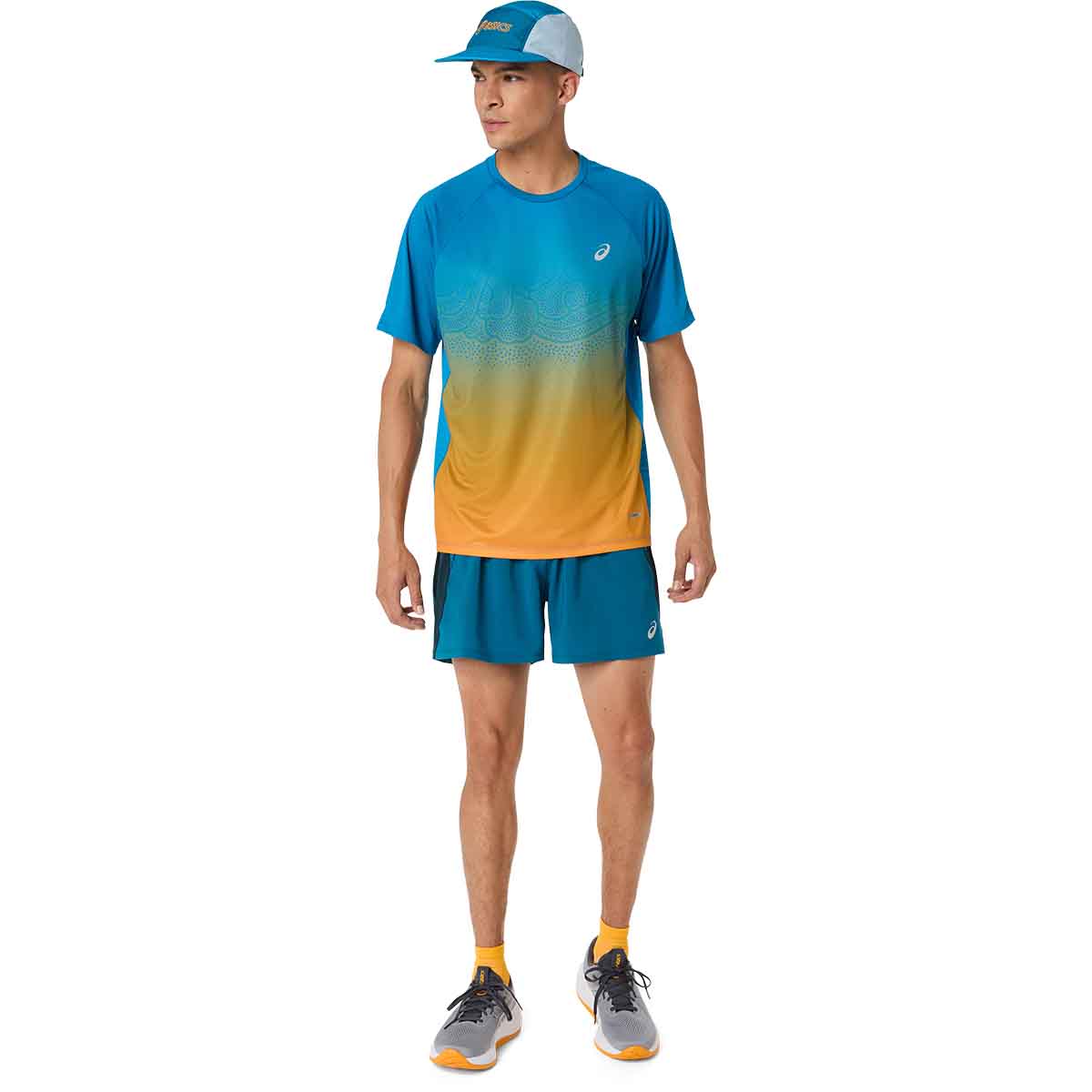 Asics Road Fade SS Top Men Aegean Blue Yamabuki חולצת ריצה לגברים