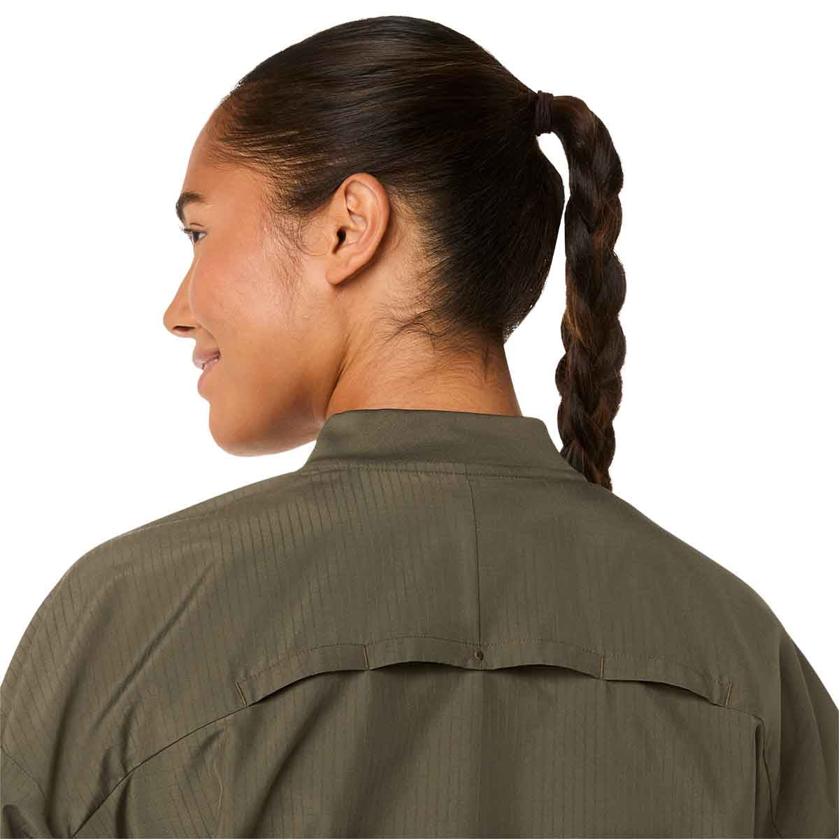 Asics Nagino Run Adjustable Jacket Women Dark Olive ג'קט ריצה אסיקס לנשים